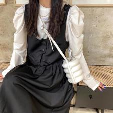 设计师款泡泡袖背带裙套装，女装职业装，JY.OUBEN