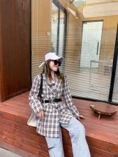 【21ss春一波】格纹通勤西服—（配腰带）XZJZ003，女装，西子季