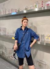 现货，2021春款牛仔刺绣衬衫，女装衬衫，坚持到底