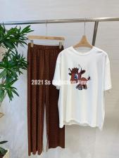 波点百褶开叉裤子夏款现货，女装，G