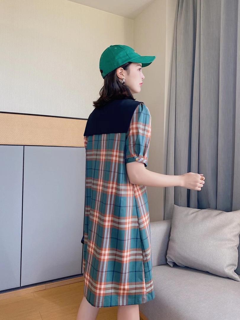 爱美欧夏季新款格子披肩连衣裙，女装连衣裙，爱美欧