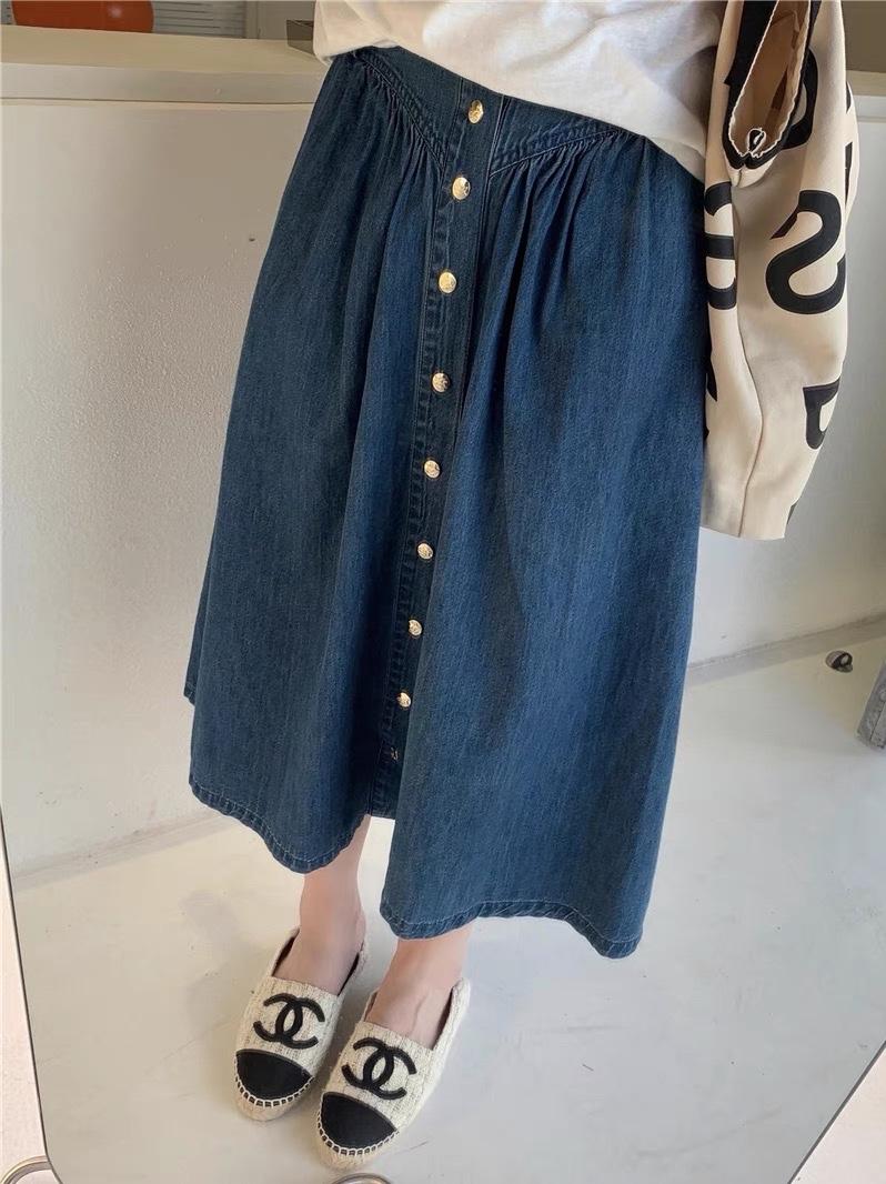夏季新款金色纽扣半裙，女装半身裙，不凡