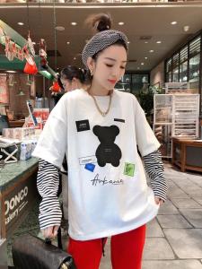 春季上新小熊款假两件T,女装,一杭