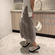 褶皱半身裙，女装半身裙，XTZ style