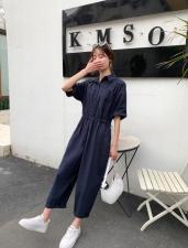 YGZ8811夏季新款衬衫背带裤宽松韩版收腰显瘦连衣裤阔腿裤，女装衬衫，衣宫主
