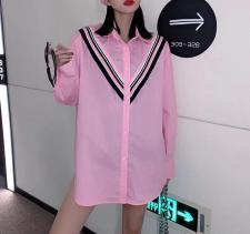 春装新款拼接时尚长袖宽松休闲大版衬衫，女装衬衫，斐媞梦 FTM