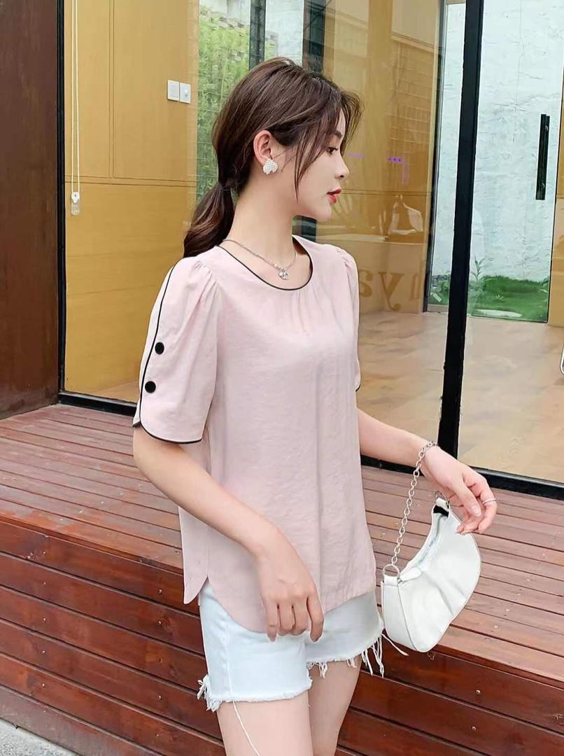 夏季新款百搭纯色短袖，女装，田间晨露