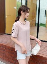 夏季新款百搭纯色短袖，女装，田间晨露