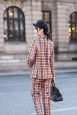 2021时尚格子春装新款套装，女装职业装，春语雨桐