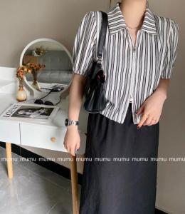 条纹轻薄上衣,女装,沐·沐