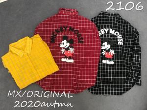 【现货】2021春-米奇联名款暗格纹衬衫,女装衬衫,墨写