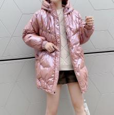 SGH2096爆版亮皮连帽时尚保暖羽绒服，女装羽绒服，L·H·X