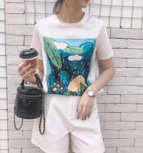 夏季新款高弹牛奶丝面料T,女装,格瑞琪