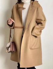 SLQ071洋气连帽双皮扣百分百全羊毛大衣，女装，L·H·X