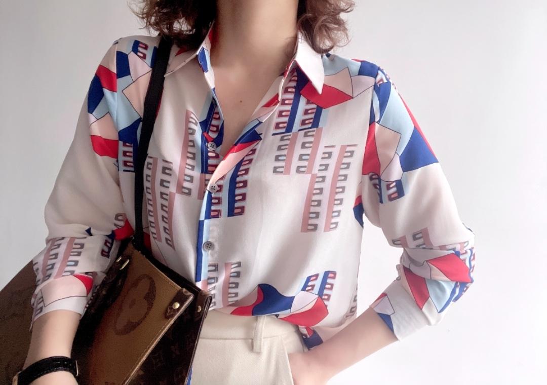 【现货】2021春季新品真丝双绉印花衬衫，女装衬衫，七七迷兰