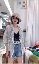 W777欧洲站女装2021潮长袖印花薄款夏季时尚宽松防晒服，女装，L·H·X