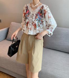 【夏季新款】印花上衣 西装短裤 两件套,女装西装,笑思源