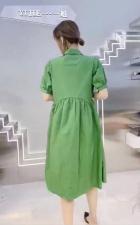 ZCL607韩版时尚宫廷风Polo领甜美系蝴蝶结中长款连衣裙，女装连衣裙，L·H·X