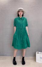 XL9916欧洲站2021夏季新款简约打褶时尚百搭纯色连衣裙，女装连衣裙，L·H·X