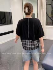 休闲拼接上衣，女装，沐·沐