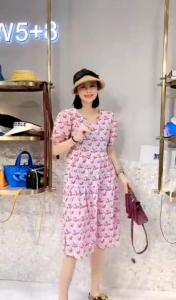 DG893夏季新款2021法式复古赫本风设计感小众碎花连衣裙，女装连衣裙，L·H·X