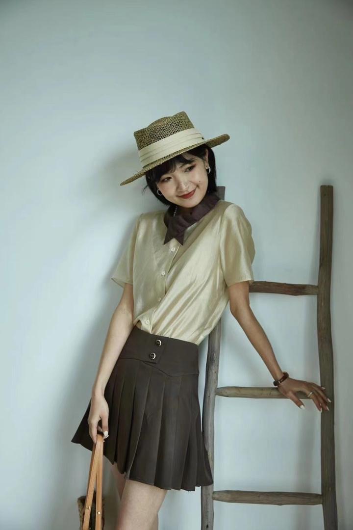 现货夏款衬衫领口两穿上衣服，女装衬衫，OL