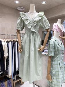 现货!韩系甜美荷叶边后背镂空连衣裙,女装连衣裙,FUXINXIN 福歆歆