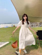 2021夏季韩版新款全棉成衣砂洗连衣裙，女装连衣裙，程稀