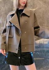 SL20111娃娃领时尚肩带百分百羊毛双面呢短款小外套，女装，L·H·X