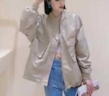 现货，春季棒球外套，女装，咖啡色