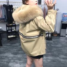 ZCL513新款潮牌真狐狸毛领内胆防獭兔毛不可脱卸保暖派克服，女装，L·H·X