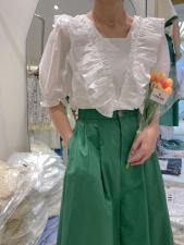 现货夏款花边衬衫，女装衬衫，NIY