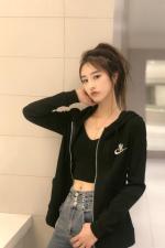 W7702春季新款时尚连帽卫衣外套，女装卫衣/绒衫，L·H·X