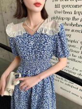 2021年夏季新品娃娃领印花连衣裙，女装连衣裙，圣伊敏