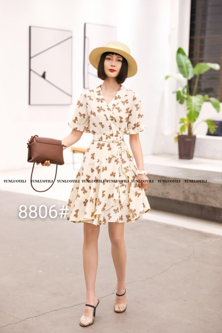 夏季新款蝴蝶结连衣裙，女装连衣裙，云落伊里