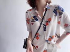 【现货】2021春季新品真丝双绉印花衬衫，女装衬衫，七七迷兰