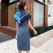 夏季新款丝巾，牛仔连衣裙。，女装连衣裙，雪儿诱惑