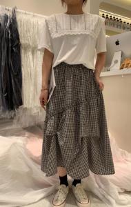 现货 夏装新款韩版百搭气质款黑白格半裙,女装半身裙,JJY 锦娇衣