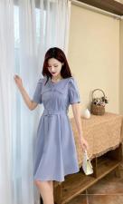 现货2021夏新款小清新淑女短袖连衣裙M-XXL，女装连衣裙，艾涵