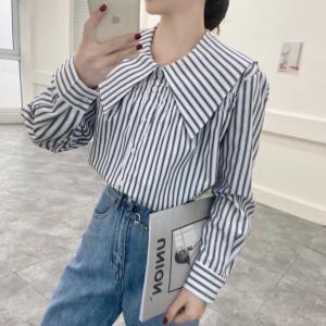 春款条纹衬衫，女装衬衫，DM(4F)