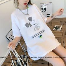 现货2021夏装大板纲印米奇T，女装，泰靡