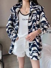 春夏新款欧洲站百搭中长款连帽宽松外套印花女潮时尚，女装，L·H·X