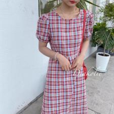 格子连衣裙，女装连衣裙，德咔俪