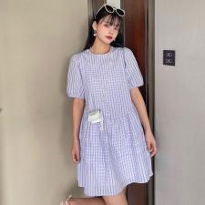 【现货】夏季新款泡泡袖宽松韩版连衣裙，女装连衣裙，裴兔子