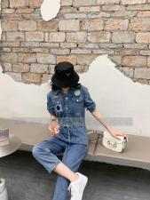 夏季新款贴标连体裤潮，女装连体裤，金地雪
