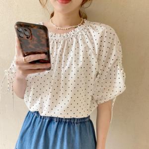 波点小衫 可以一字领哦 面料舒服,女装,Y·A·M（友安米）