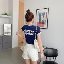 2021修身撞色拼接高腰T，女装，NOUSWEETY 诺小姐衣橱