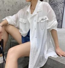 大版宽松防晒衬衣，女装，OU XI NI 欧希倪