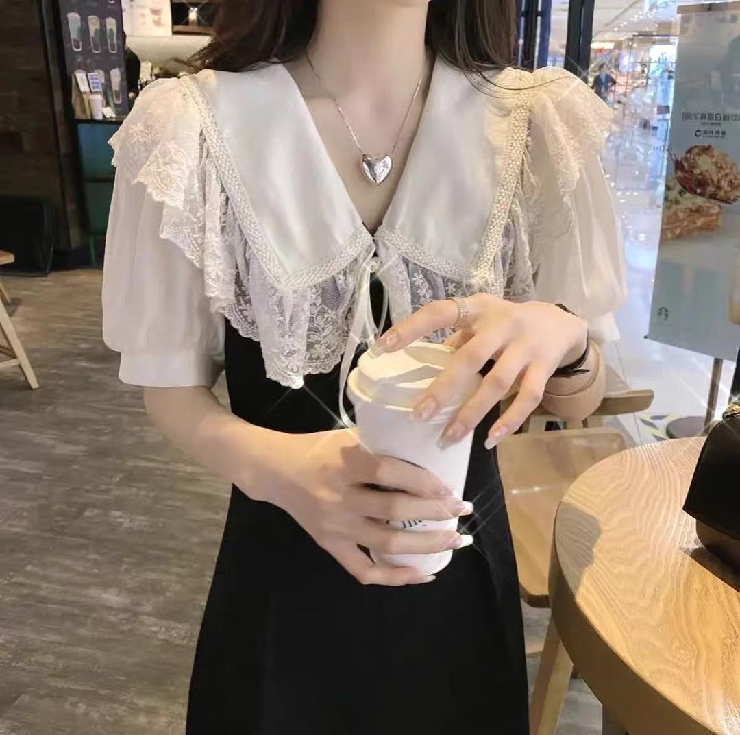 淑女风蕾丝花边连衣裙，女装连衣裙，DD+(4F)