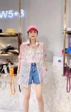 DG896欧洲站夏季新款2021宽松时尚减龄长袖碎花女溥款衬，女装，L·H·X